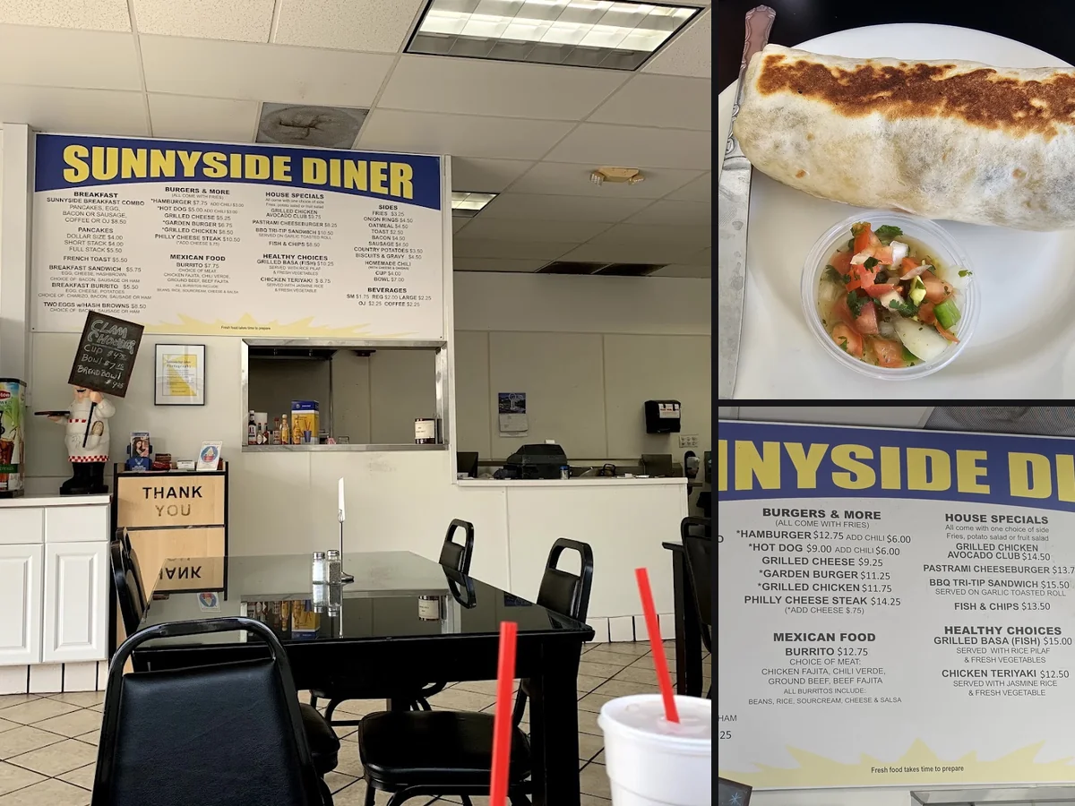 Casual diner tables with simple seating.